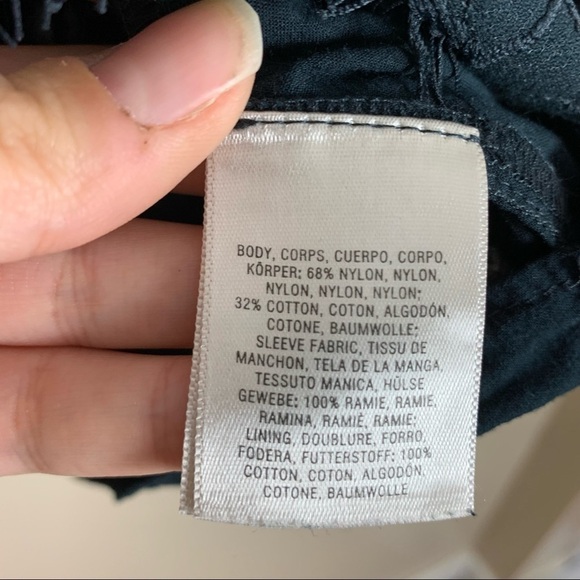 [Moulinette Soeurs] Anthropologie Navy Blue Lace Puff Short Sleeve Top - Picture 7 of 10